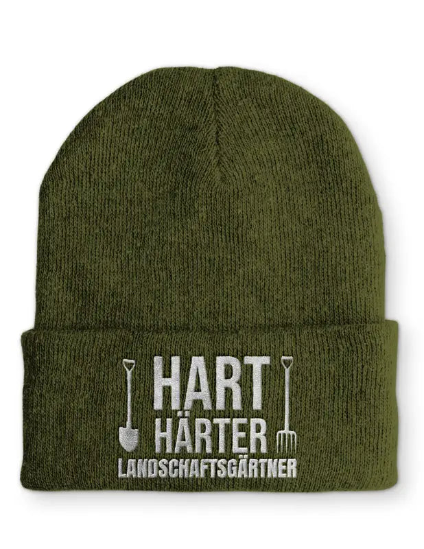 Landschaftsgärtner Statement Beanie Mütze mit Spruch - Olive