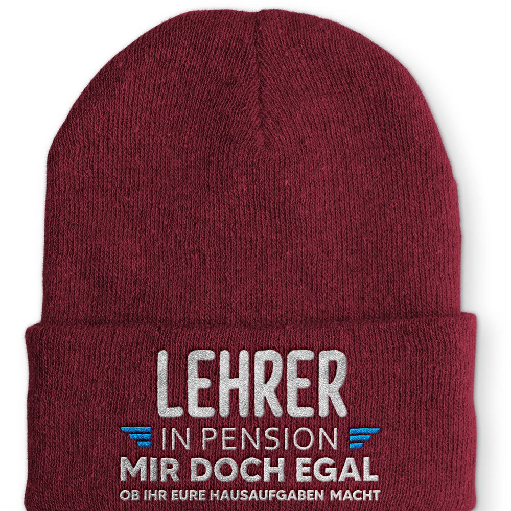 
                  
                    Lehrer in Pension Beanie Mütze mit Spruch - Bordeaux - Mütze
                  
                