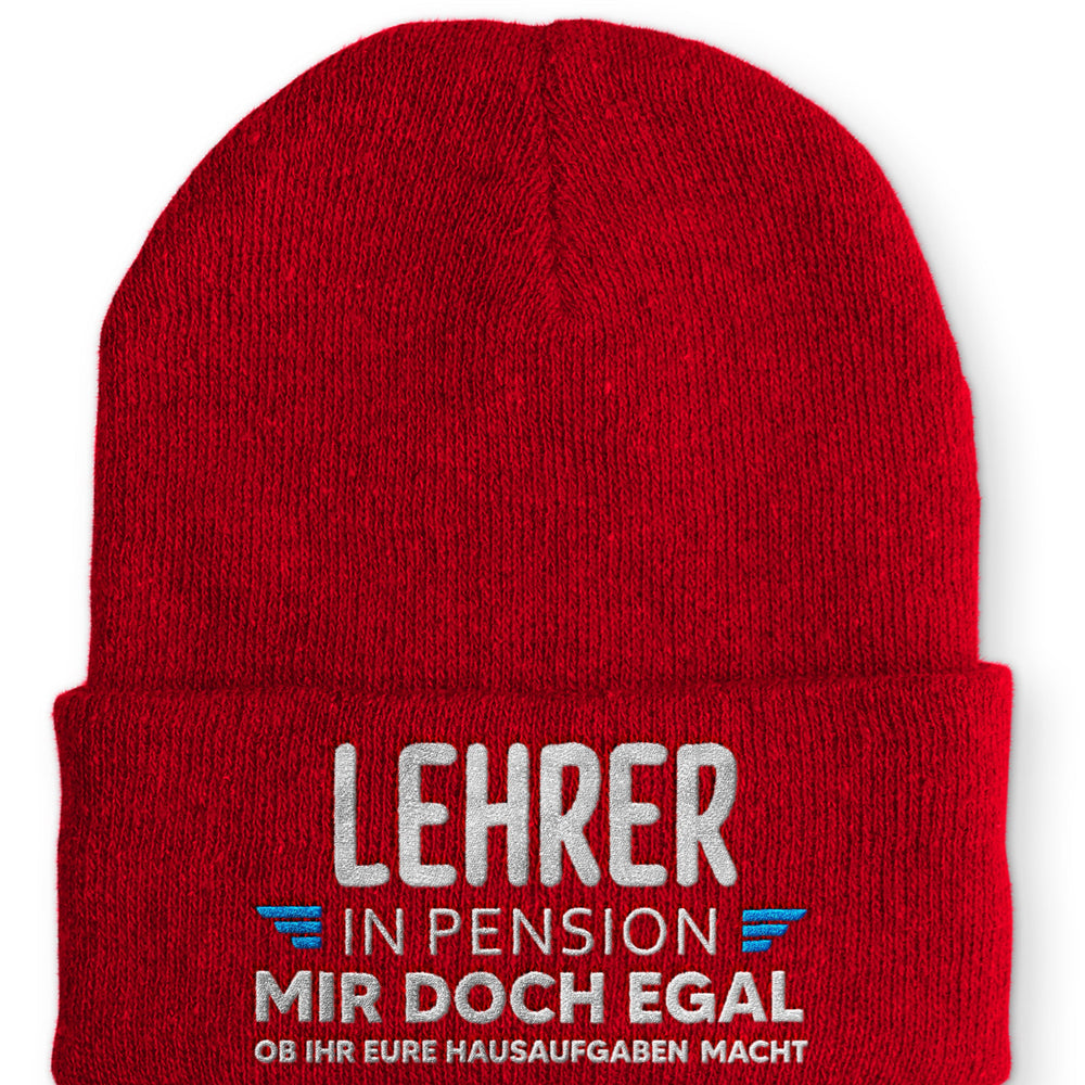 
                  
                    Lehrer in Pension Beanie Mütze mit Spruch - Rot - Mütze
                  
                