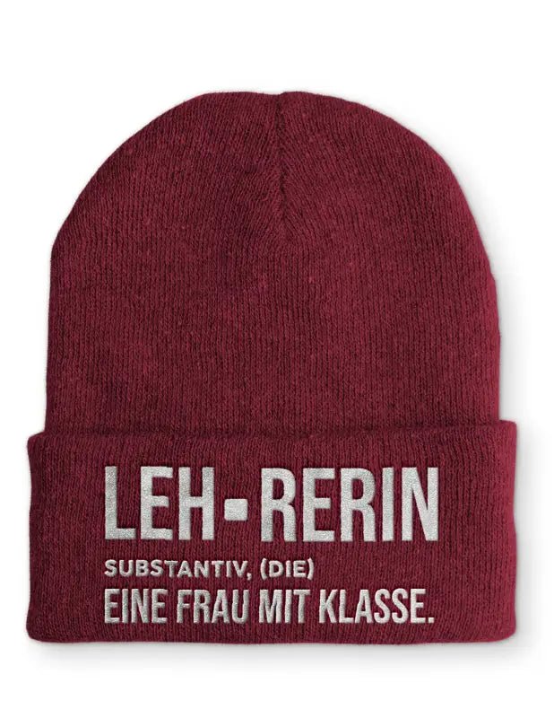 Lehrerin Eine Frau mit Klasse Statement Beanie Mütze mit Spruch - tshirtladen - Mütze