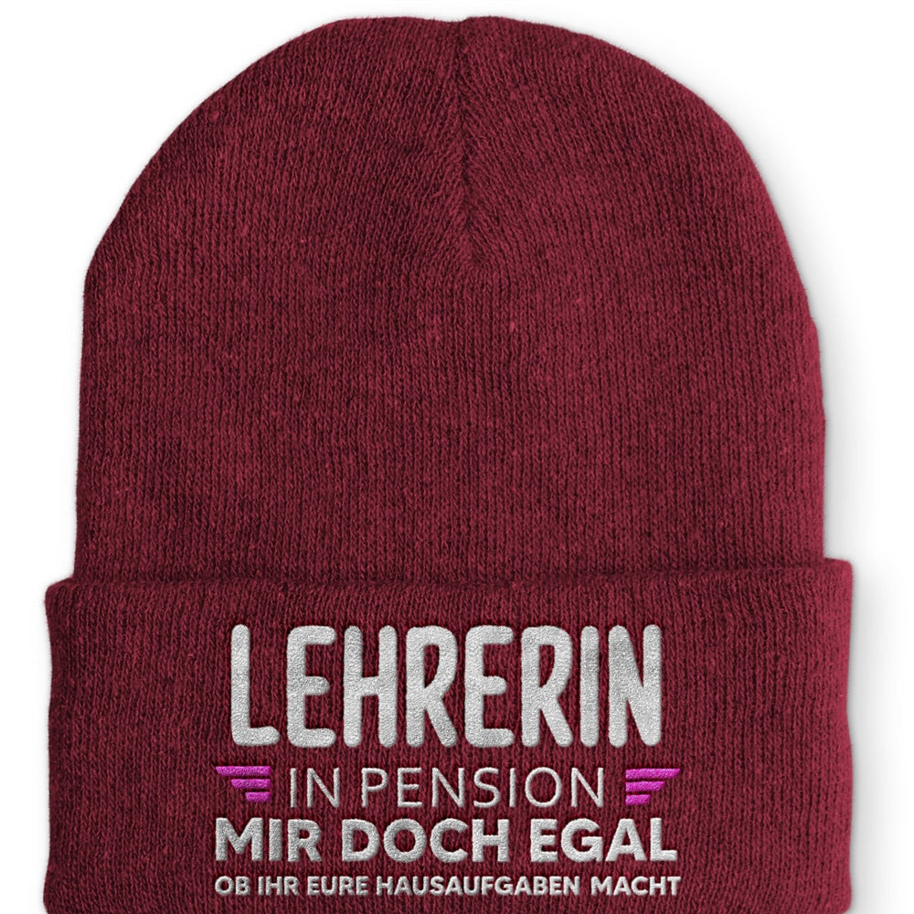 
                  
                    Lehrerin in Pension Beanie Mütze mit Spruch - tshirtladen - Mütze
                  
                