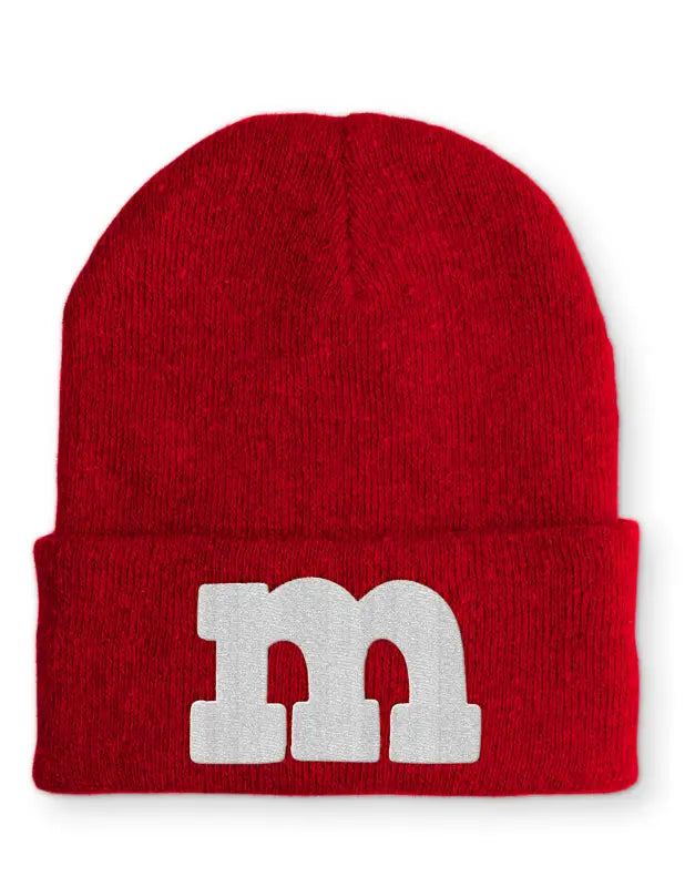 M Mütze Beanie perfekt für die kalte Jahreszeit - Rot