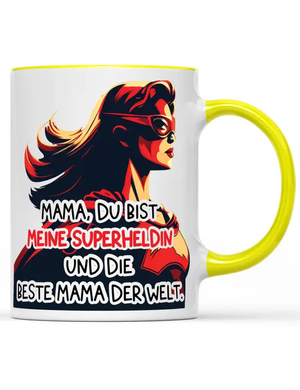 
                      
                        Mama du bist meine Superheldin und die beste der Welt. Tasse - Gelb
                      
                    