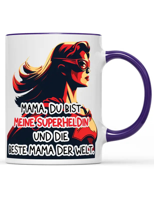 
                      
                        Mama du bist meine Superheldin und die beste der Welt. Tasse - Lila
                      
                    