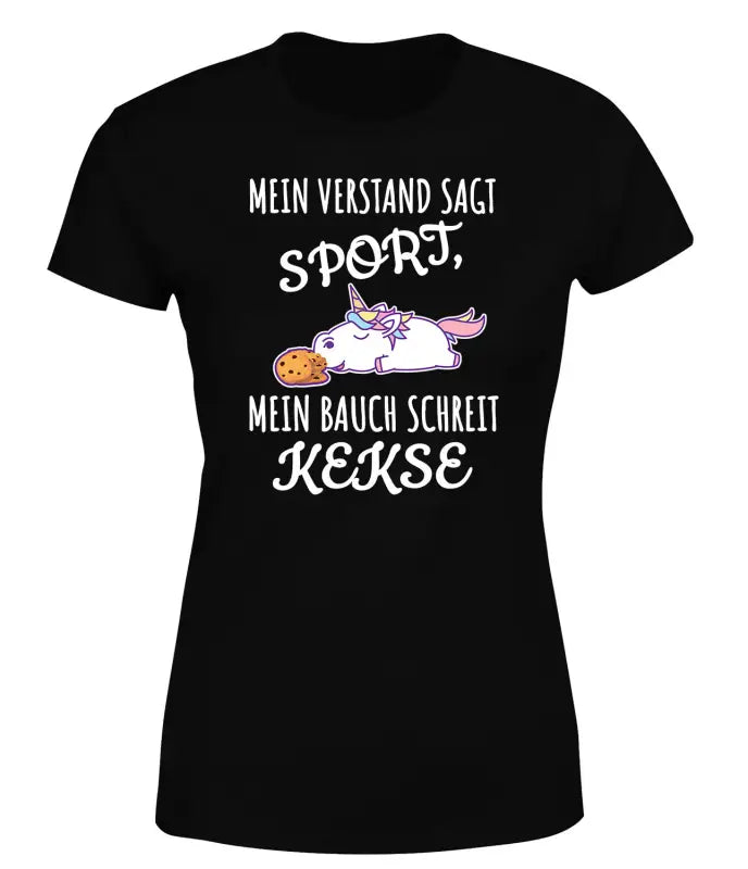 Mein Verstand sagt Sport Bauch Kekse T - Shirt Damen - S / Schwarz