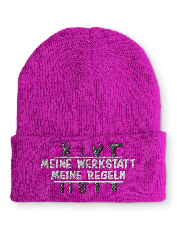 
                      
                        Meine Werkstatt Regeln Wintermütze Spruchmütze Beanie perfekt für die kalte Jahreszeit - Pink
                      
                    