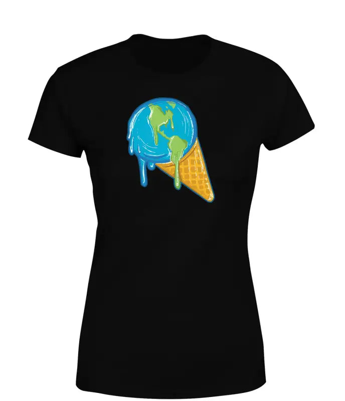 Melting Earth Ice Damen T - Shirt Fairtrade - S / Schwarz