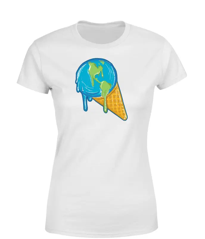 Melting Earth Ice Damen T - Shirt Fairtrade - S / Weiss