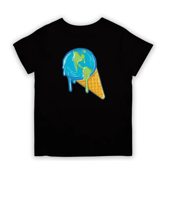 Melting Earth Ice Outdoor Kinder T - Shirt - 104 - 110 / Schwarz