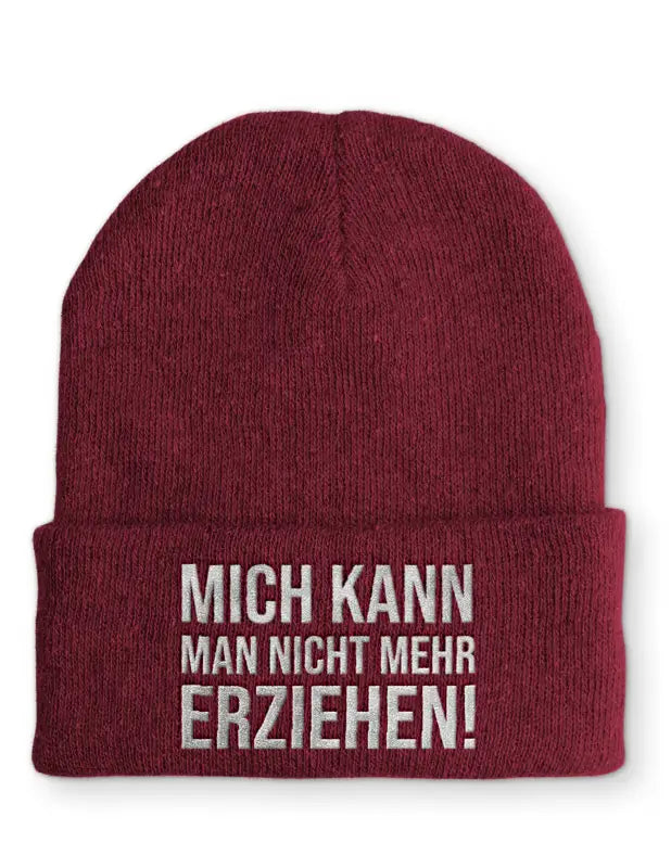 
                      
                        Mich kann man nicht mehr erziehen! Statement Beanie Mütze mit Spruch - Bordeaux
                      
                    