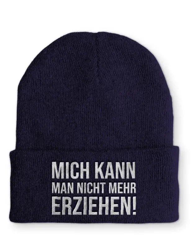 
                      
                        Mich kann man nicht mehr erziehen! Statement Beanie Mütze mit Spruch - Navy
                      
                    