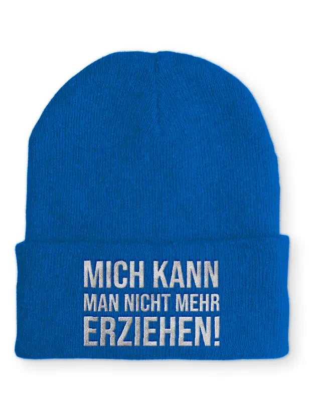 
                      
                        Mich kann man nicht mehr erziehen! Statement Beanie Mütze mit Spruch - Royal
                      
                    