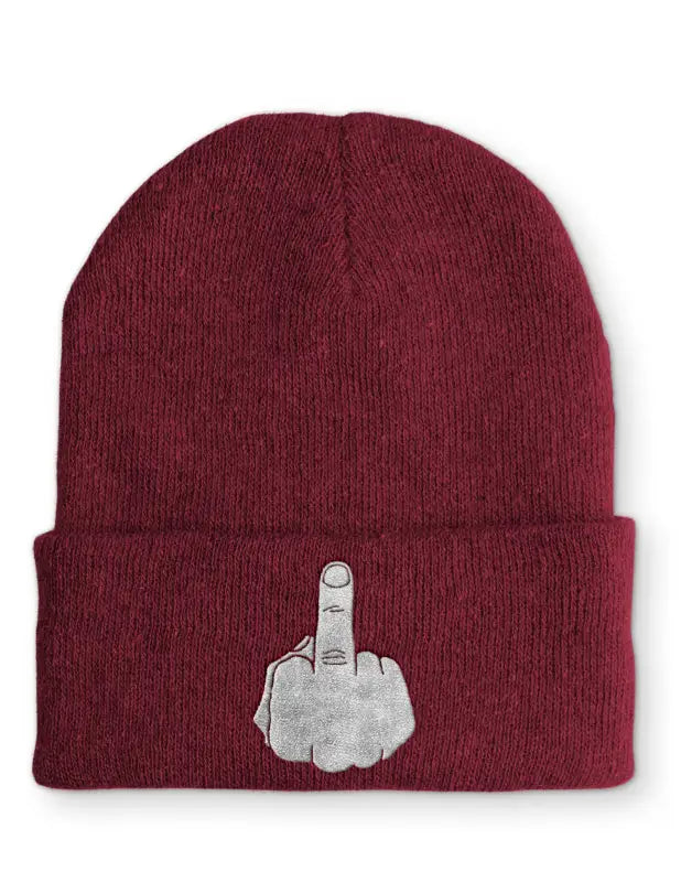 
                  
                    Mittelfinger Statement Beanie Mütze mit Spruch - Bordeaux
                  
                