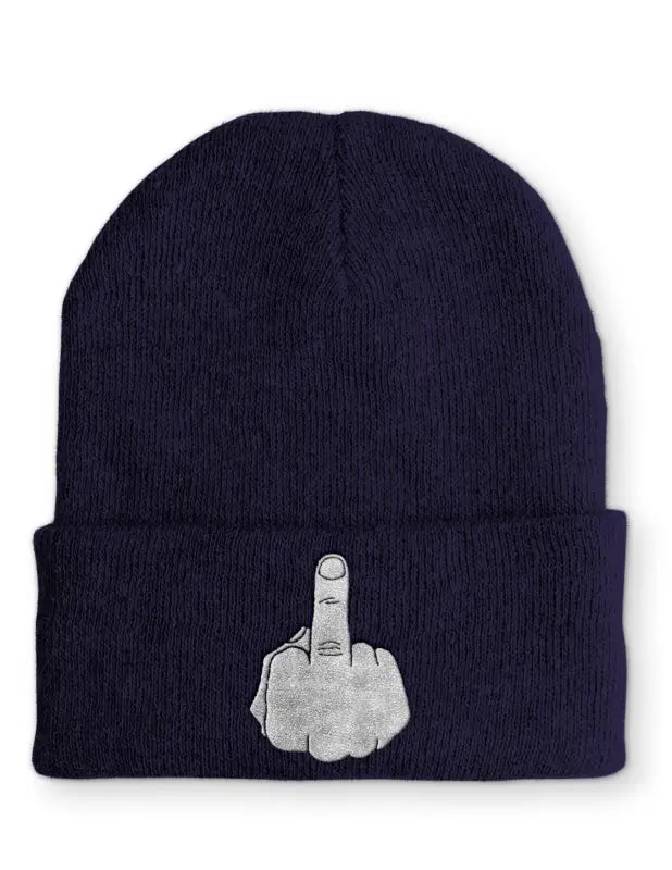 
                  
                    Mittelfinger Statement Beanie Mütze mit Spruch - Navy
                  
                