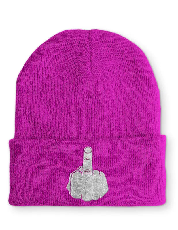 Mittelfinger Statement Beanie Mütze mit Spruch - Pink