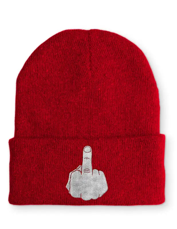 
                  
                    Mittelfinger Statement Beanie Mütze mit Spruch - Rot
                  
                