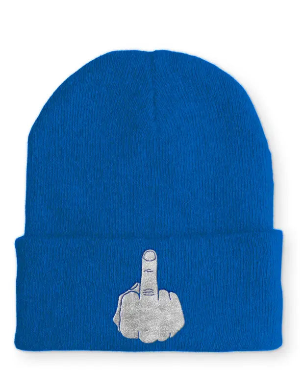 
                  
                    Mittelfinger Statement Beanie Mütze mit Spruch - Royal
                  
                