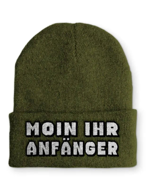 
                  
                    Moin ihr Anfänger Wintermütze Spruchmütze Beanie perfekt für die kalte Jahreszeit - Olive
                  
                