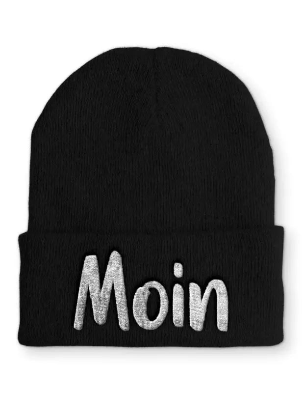 Moin Wintermütze Spruchmütze Beanie perfekt für die kalte Jahreszeit - Schwarz