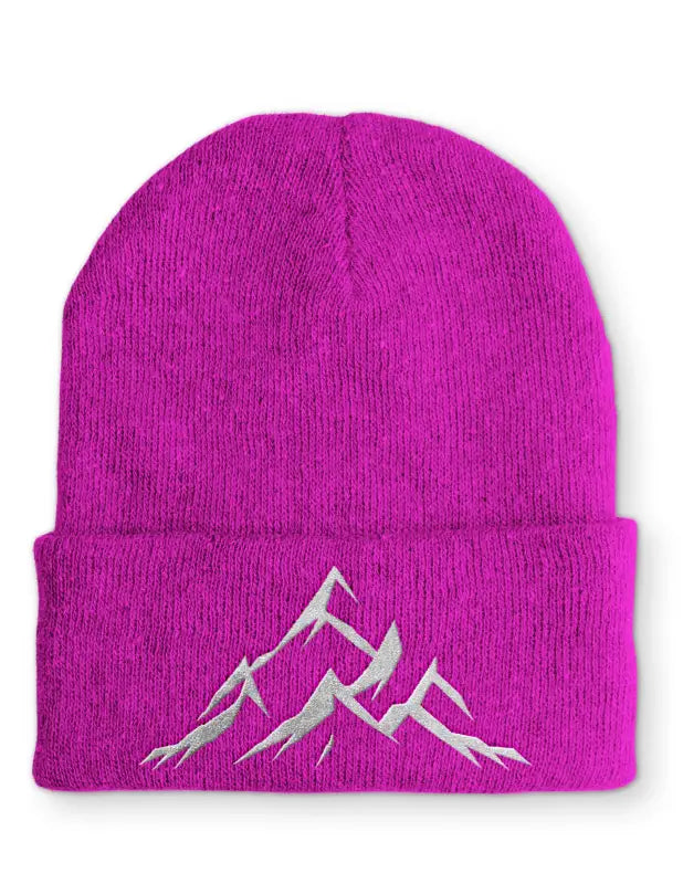 Mountains Berge Outdoor Statement Beanie Mütze mit Spruch - Pink