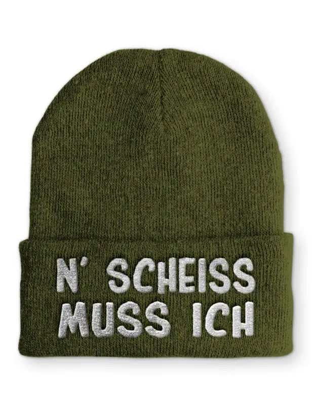 
                      
                        N’ Scheiss muss ich Wintermütze Spruchmütze Beanie perfekt für die kalte Jahreszeit - Olive
                      
                    