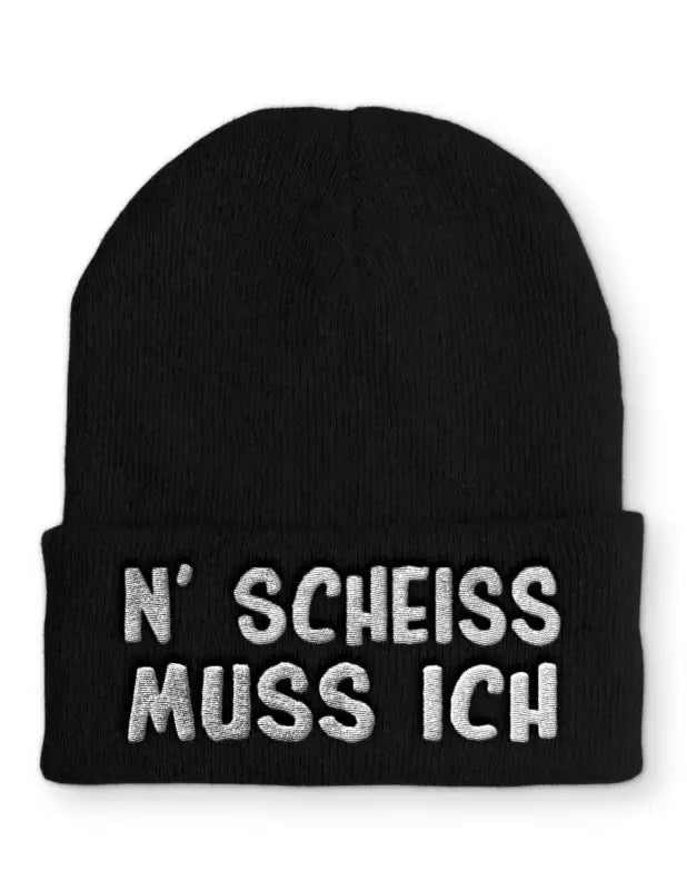 
                      
                        N’ Scheiss muss ich Wintermütze Spruchmütze Beanie perfekt für die kalte Jahreszeit - Schwarz
                      
                    