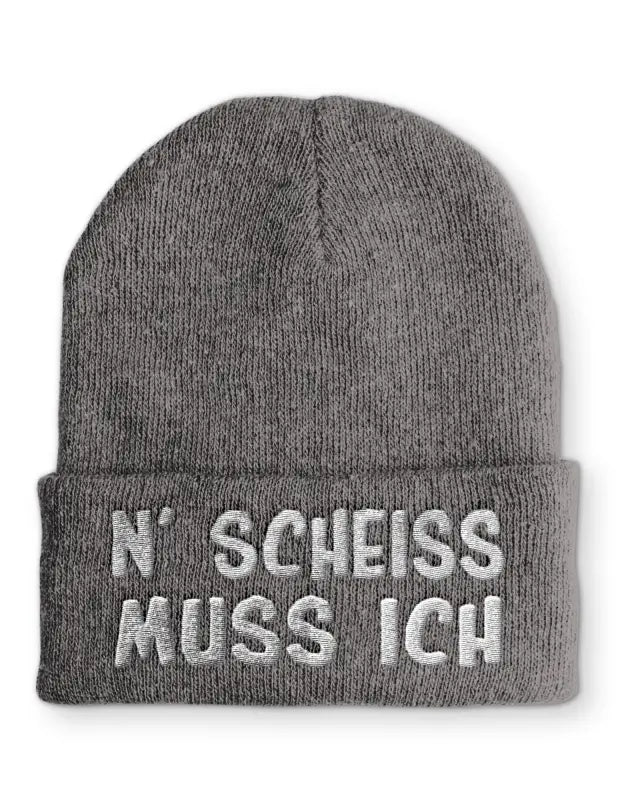 
                      
                        N’ Scheiss muss ich Wintermütze Spruchmütze Beanie perfekt für die kalte Jahreszeit - Grau
                      
                    