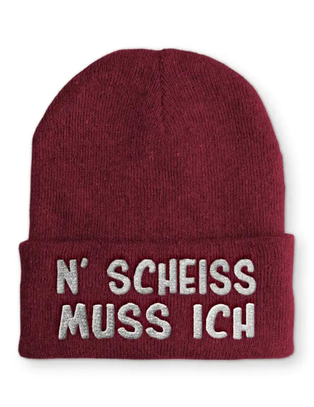 
                      
                        N’ Scheiss muss ich Wintermütze Spruchmütze Beanie perfekt für die kalte Jahreszeit - Bordeaux
                      
                    