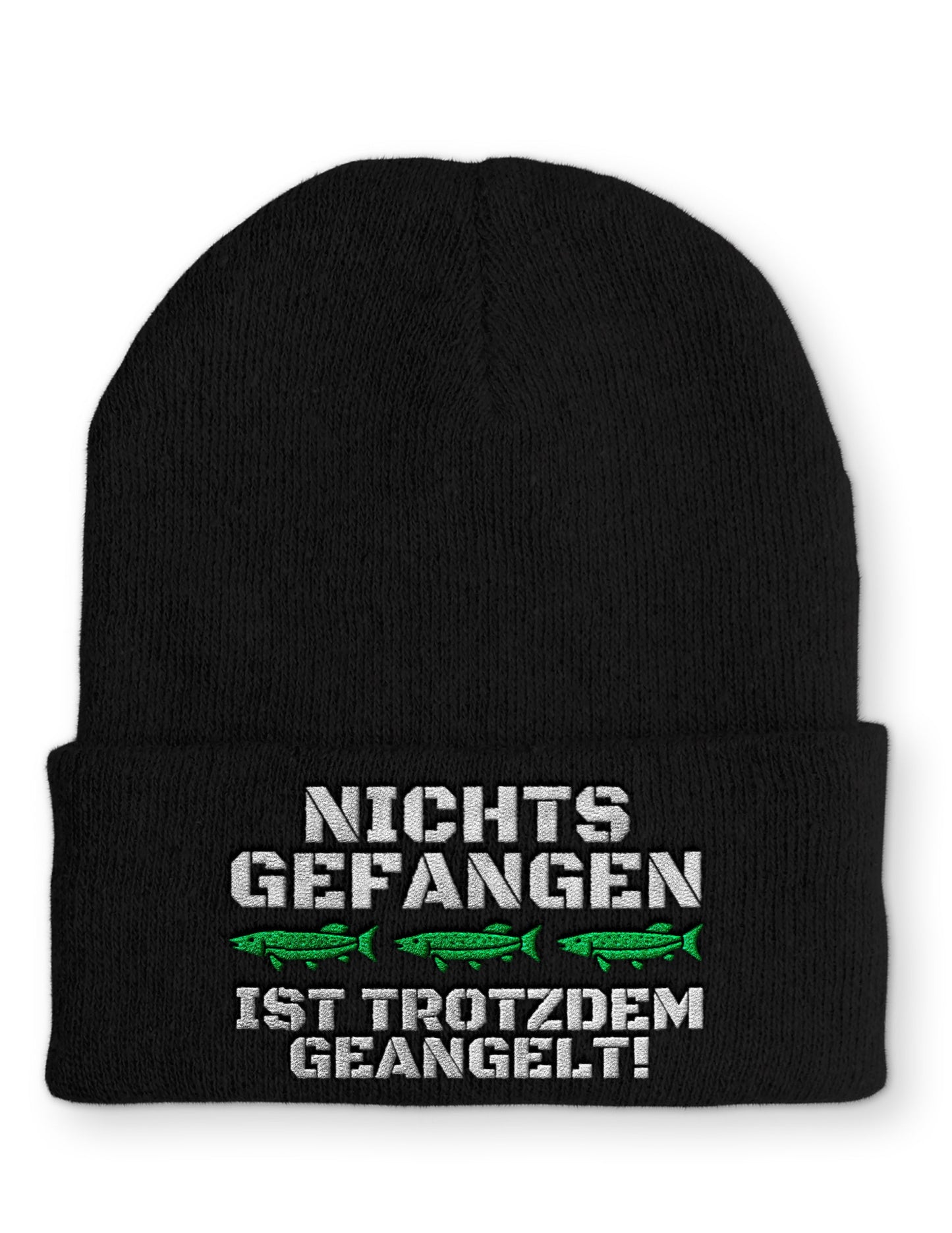 Nichts gefangen ist trotzdem geangelt Beanie Mütze mit Spruch - Black - Mütze