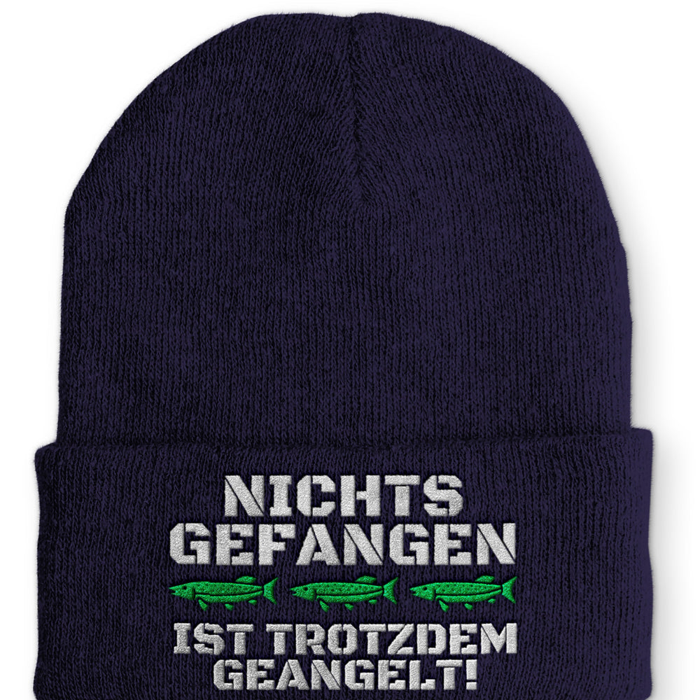 Nichts gefangen ist trotzdem geangelt Beanie Mütze mit Spruch - Navy - Mütze