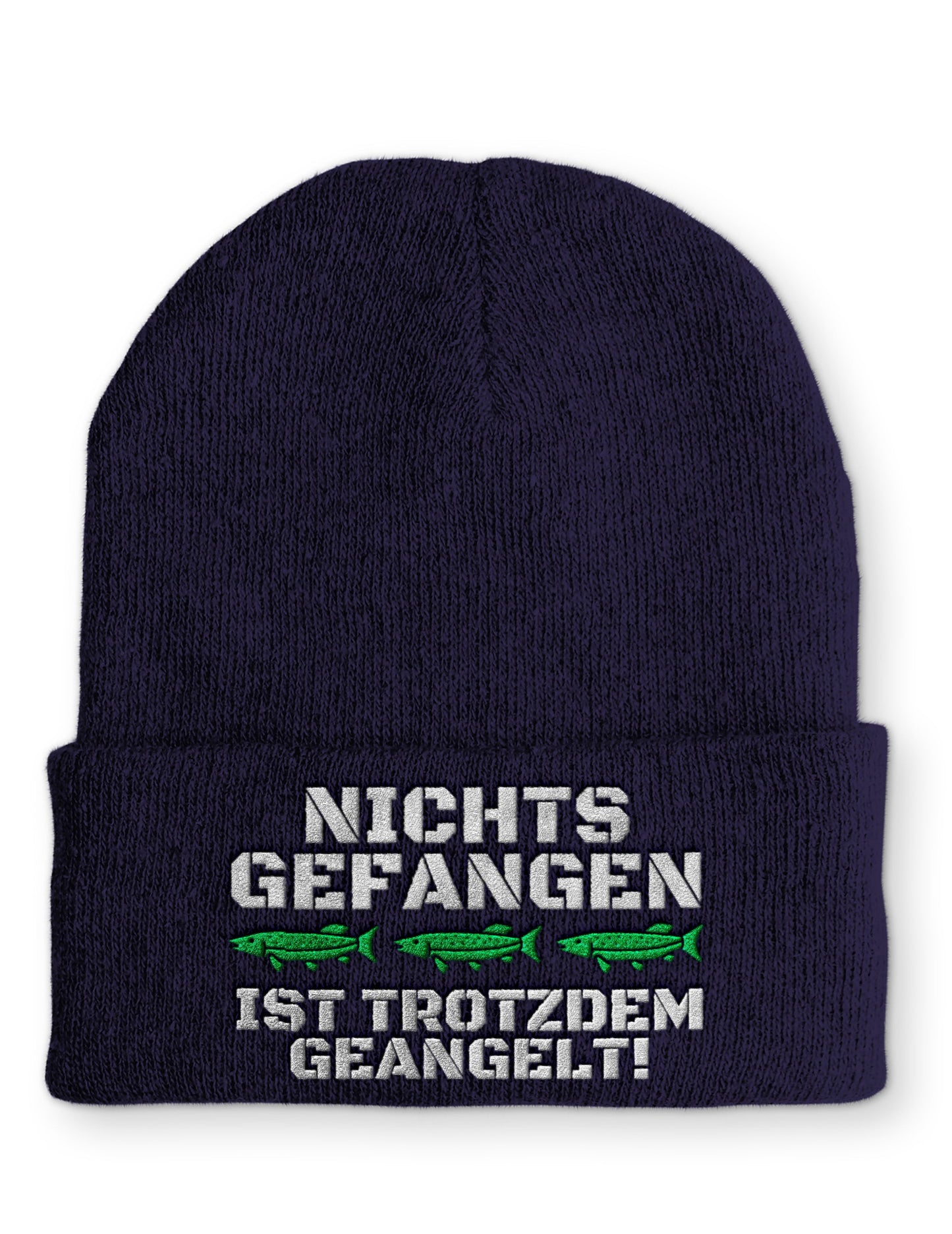 Nichts gefangen ist trotzdem geangelt Beanie Mütze mit Spruch - Navy - Mütze