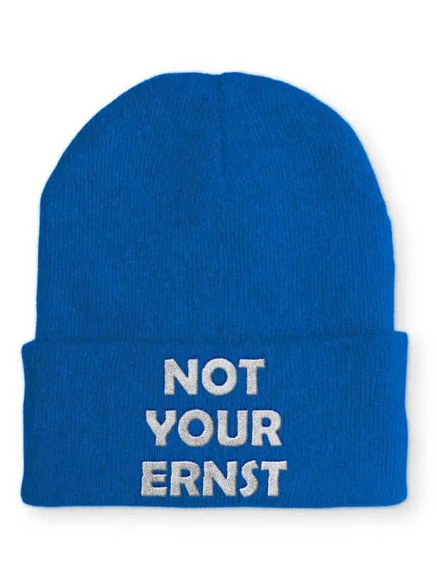 NOT YOUR ERNST Beanie Statement Mütze mit Spruch - Blau
