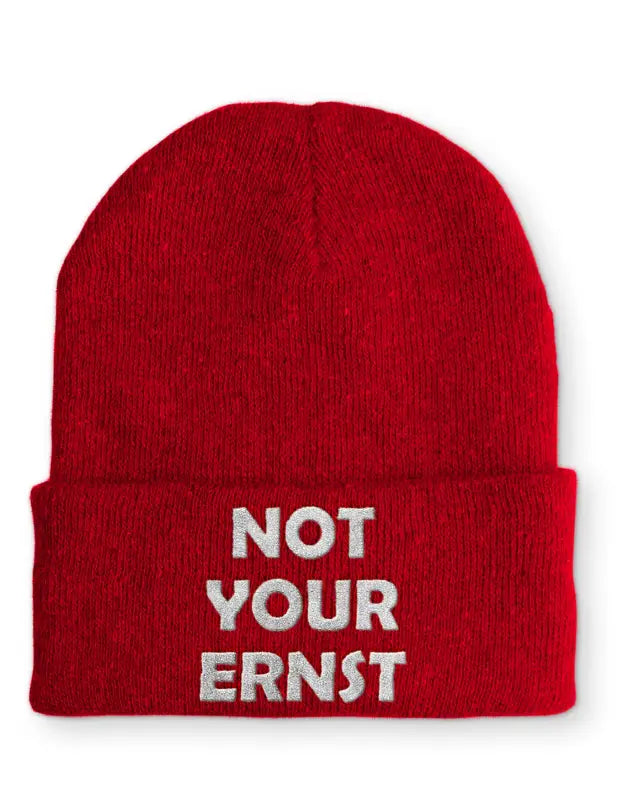NOT YOUR ERNST Beanie Statement Mütze mit Spruch - Rot