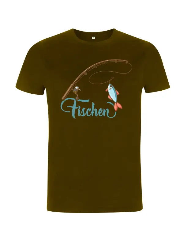 Nur fischen Angler Spruch T - Shirt Herren - S / Khaki