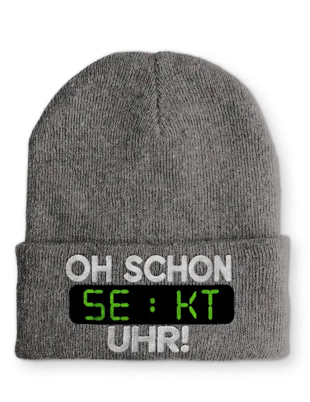 
                  
                    Oh schon Sekt Uhr Statement Beanie Mütze mit Spruch - Grey
                  
                