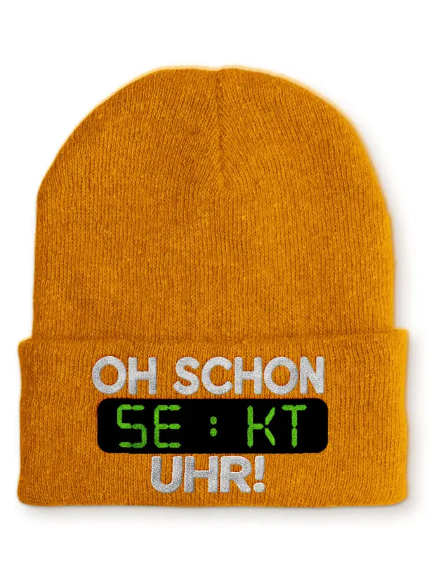 
                  
                    Oh schon Sekt Uhr Statement Beanie Mütze mit Spruch - Mustard
                  
                