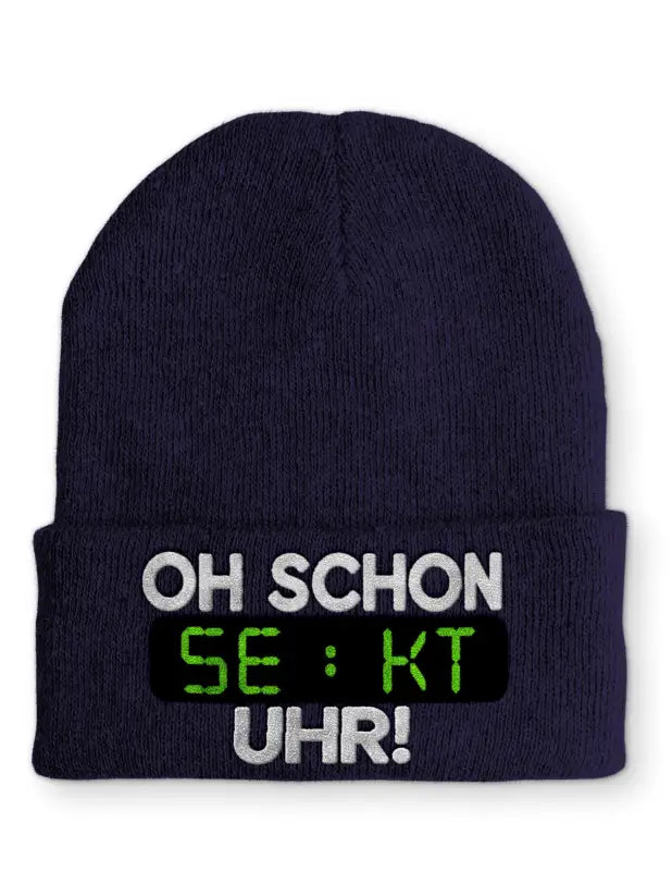 
                  
                    Oh schon Sekt Uhr Statement Beanie Mütze mit Spruch - Navy
                  
                