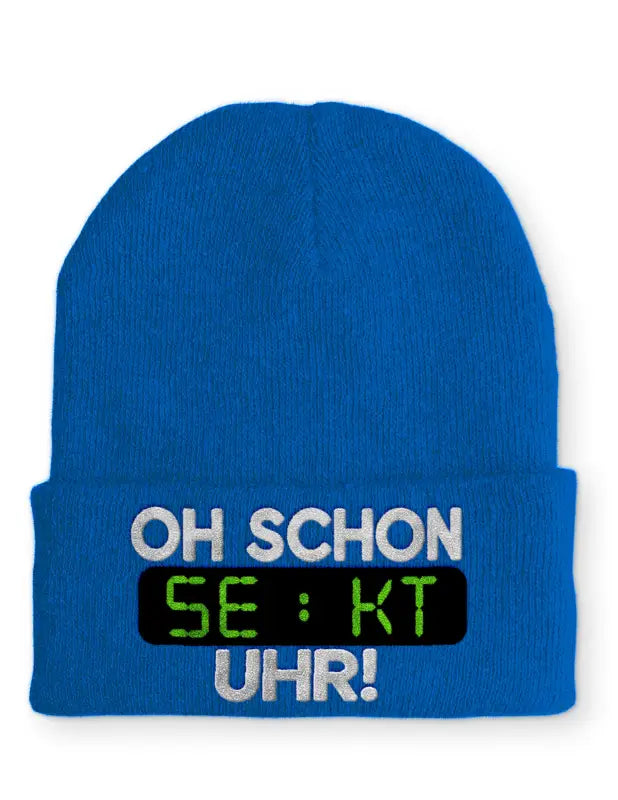 
                  
                    Oh schon Sekt Uhr Statement Beanie Mütze mit Spruch - Royal
                  
                