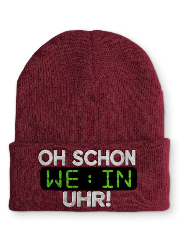 
                      
                        Oh schon Wein Uhr Statement Beanie Mütze mit Spruch - Bordeaux
                      
                    