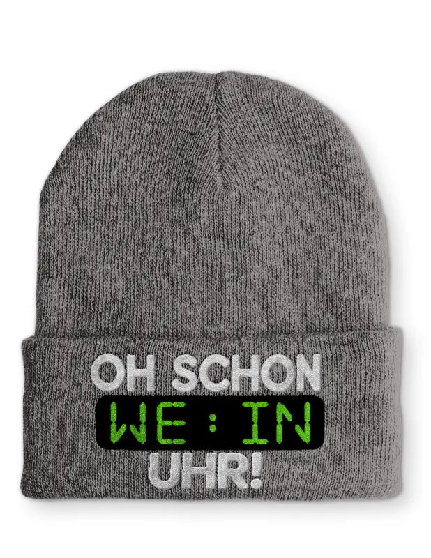 
                      
                        Oh schon Wein Uhr Statement Beanie Mütze mit Spruch - Grey
                      
                    