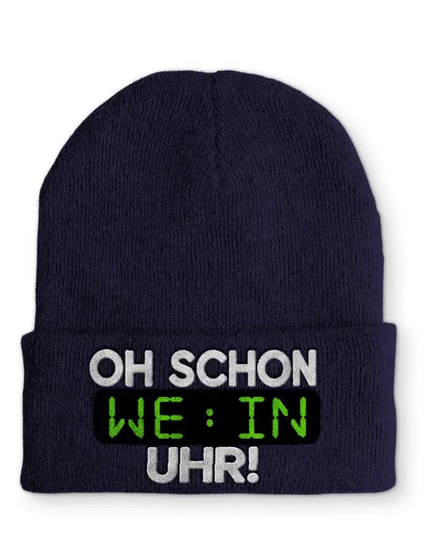 
                      
                        Oh schon Wein Uhr Statement Beanie Mütze mit Spruch - Navy
                      
                    