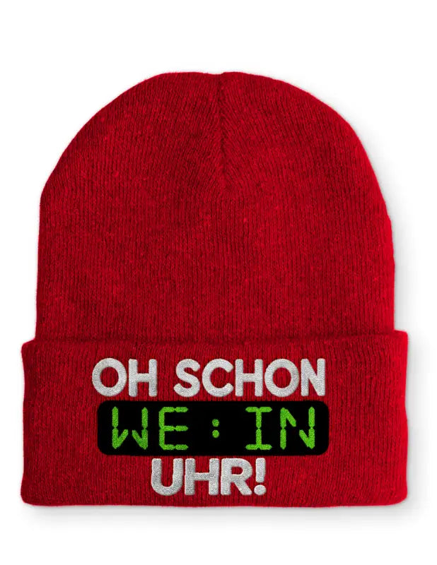 
                      
                        Oh schon Wein Uhr Statement Beanie Mütze mit Spruch - Rot
                      
                    