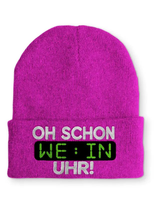 Oh schon Wein Uhr Statement Beanie Mütze mit Spruch - tshirtladen - Mütze