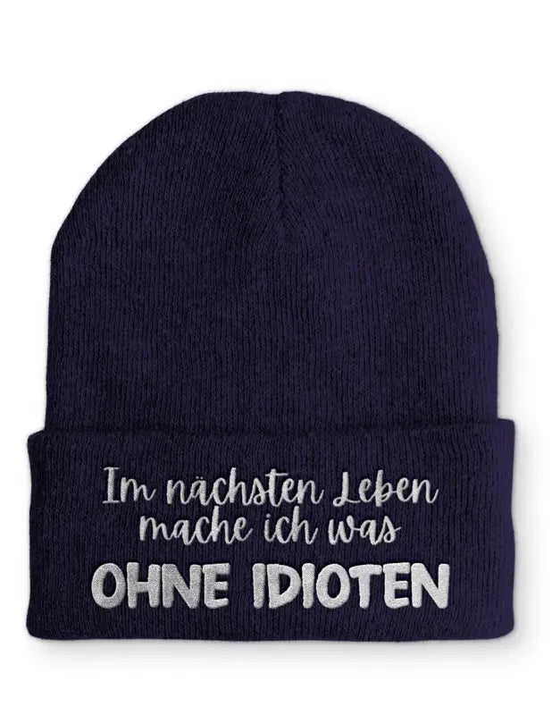 
                      
                        Ohne Idioten Statement Beanie Mütze mit Spruch - Navy
                      
                    