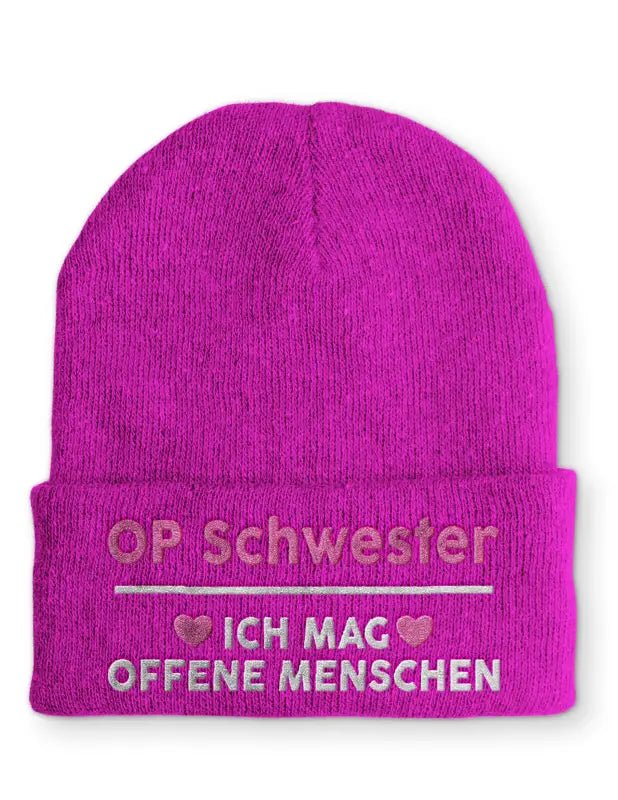 OP Schwester Ich mag offene Menschen Statement Beanie Mütze mit Spruch - tshirtladen - Mütze