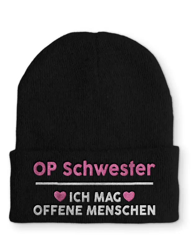 OP Schwester Ich mag offene Menschen Statement Beanie Mütze mit Spruch - tshirtladen - Mütze