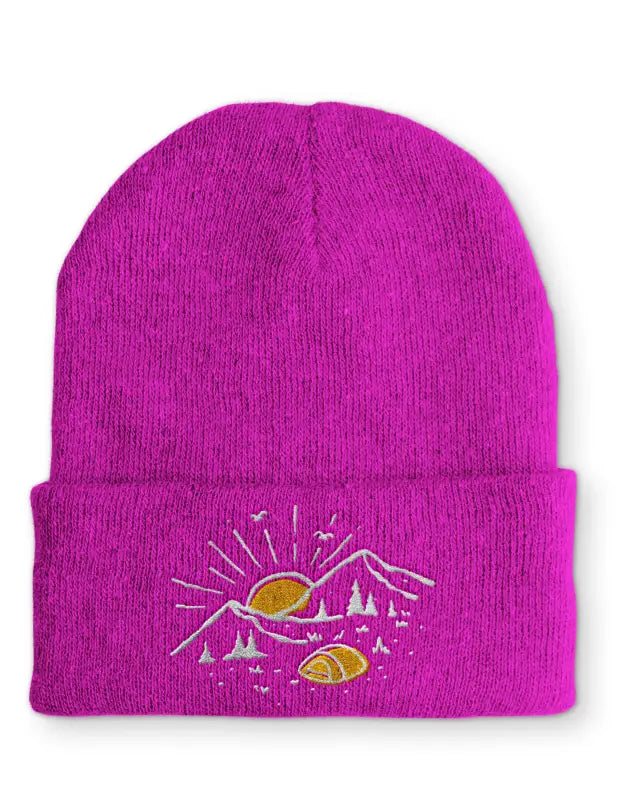 Outdoor Statement Beanie Mütze mit Spruch - Pink