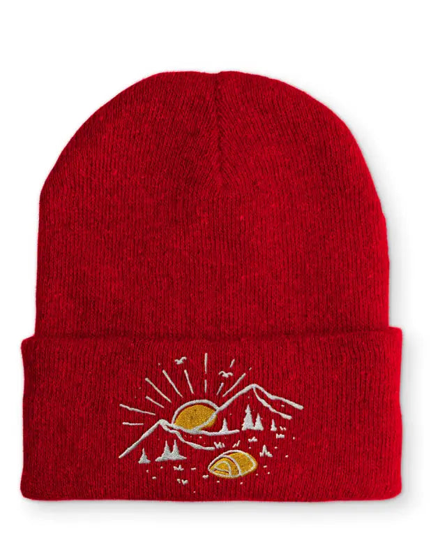 Outdoor Statement Beanie Mütze mit Spruch - Rot
