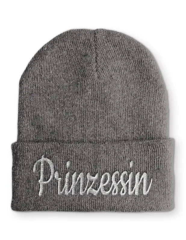Prinzessin Wintermütze Spruchmütze Beanie perfekt für die kalte Jahreszeit - Grau