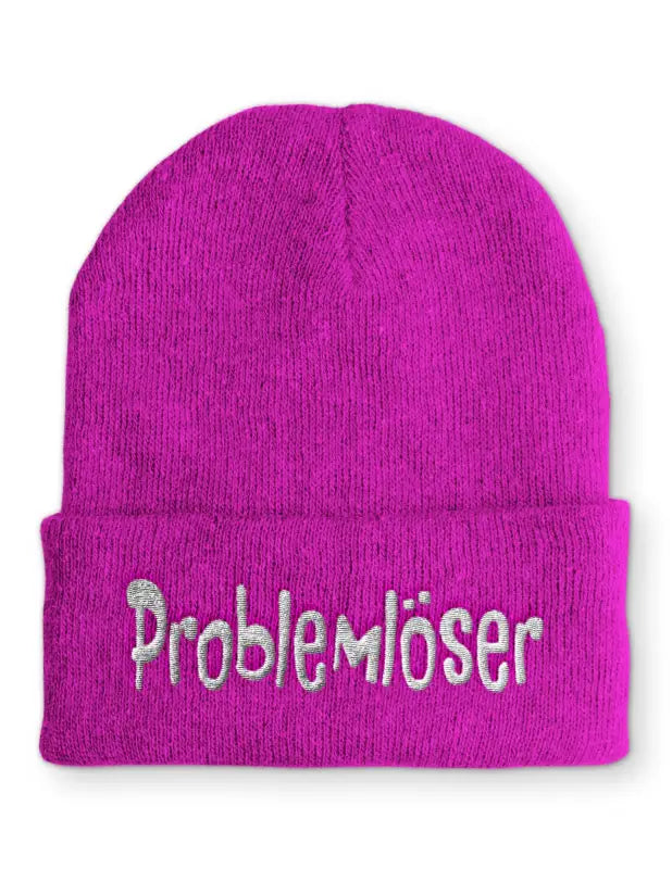Problemlöser Beanie Wintermütze Mütze mit Spruch - Pink